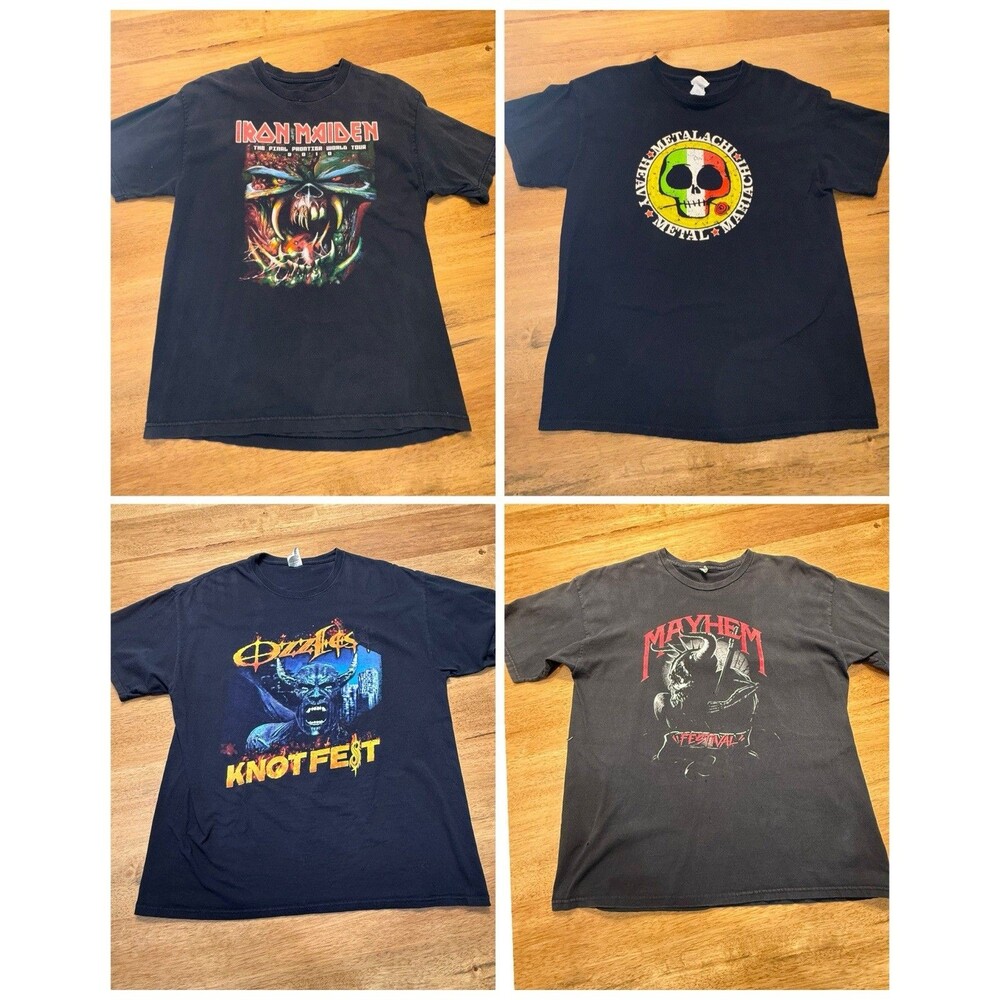Lot 4 Metal Shirts Ozzfest Mayhem Iron Maiden Metalachi L/XL Distressed